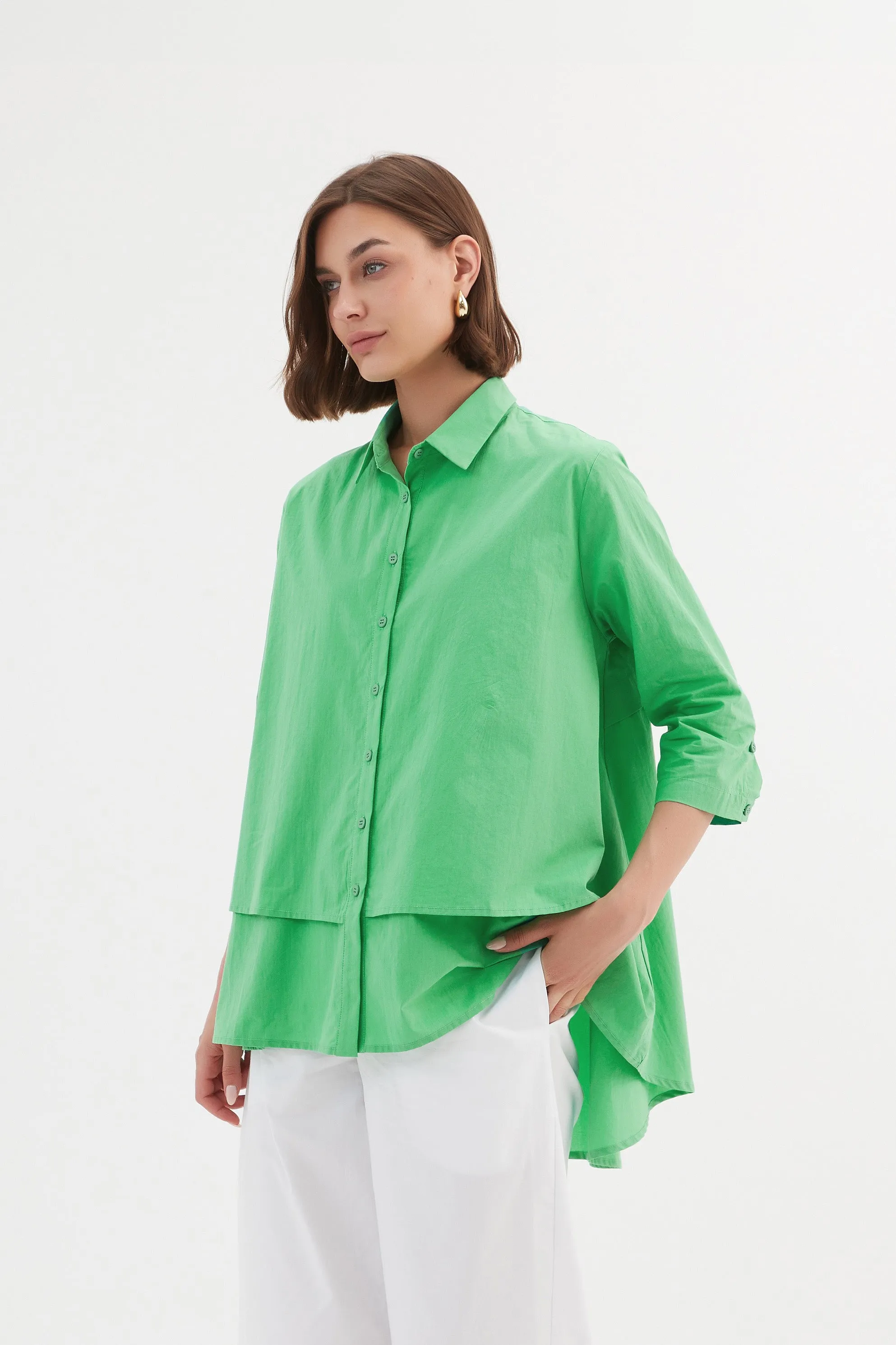 Tiered Front Shirt Green