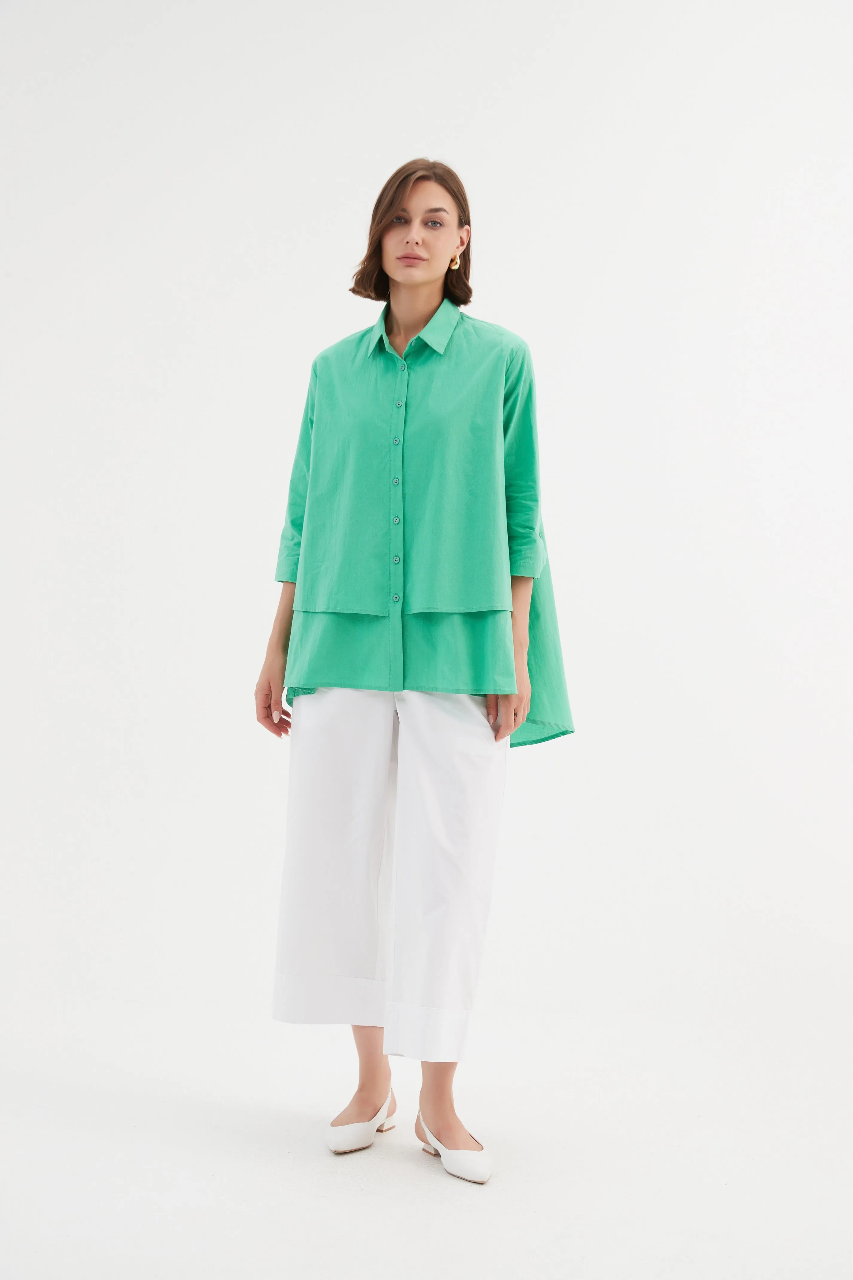 Tiered Front Shirt Green