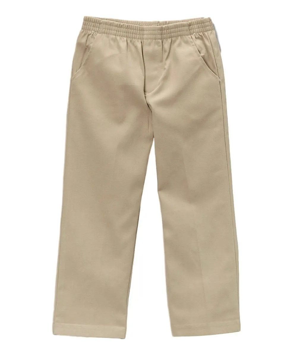 unik Boy's Khaki Uniform All Elastic Waist Pull-on Pants 4-12