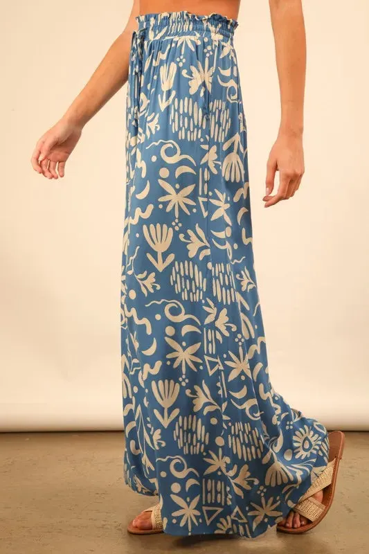 VERY J Printed Wide Leg Pants
