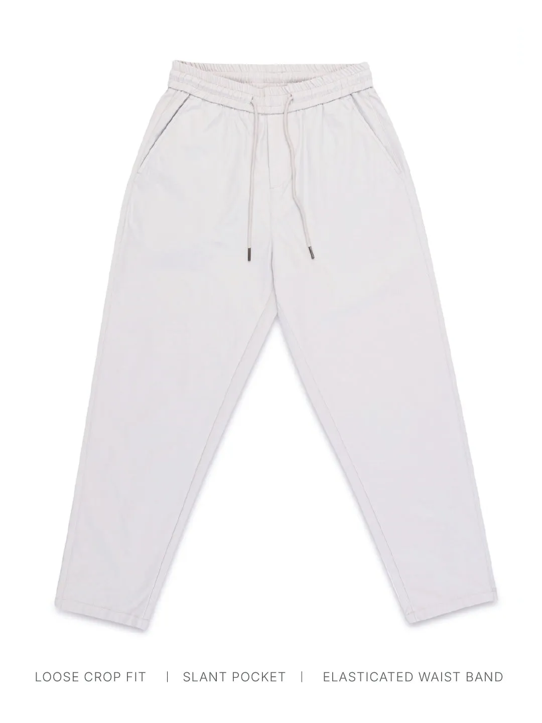 White Loose Crop Jogger Pant