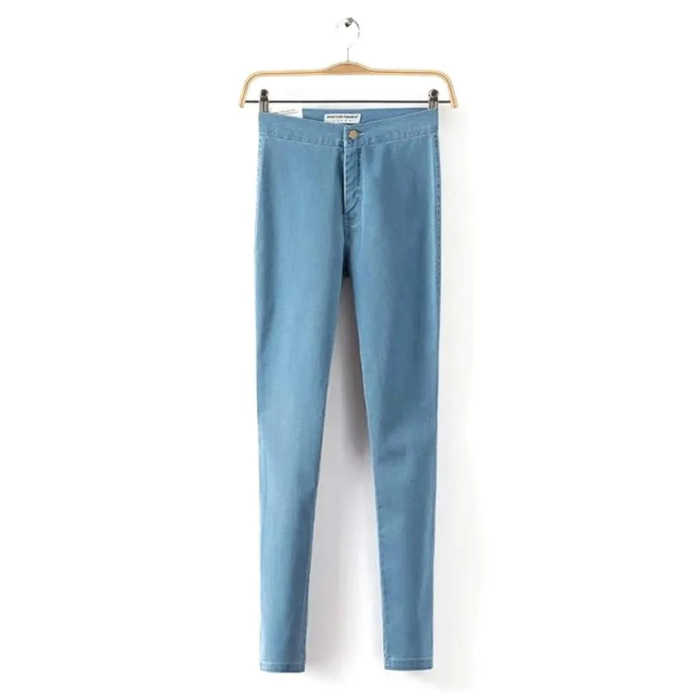 Women High Waist Skinny Slim Denim Jeans Trouser Long Pencil Pants Stretchy