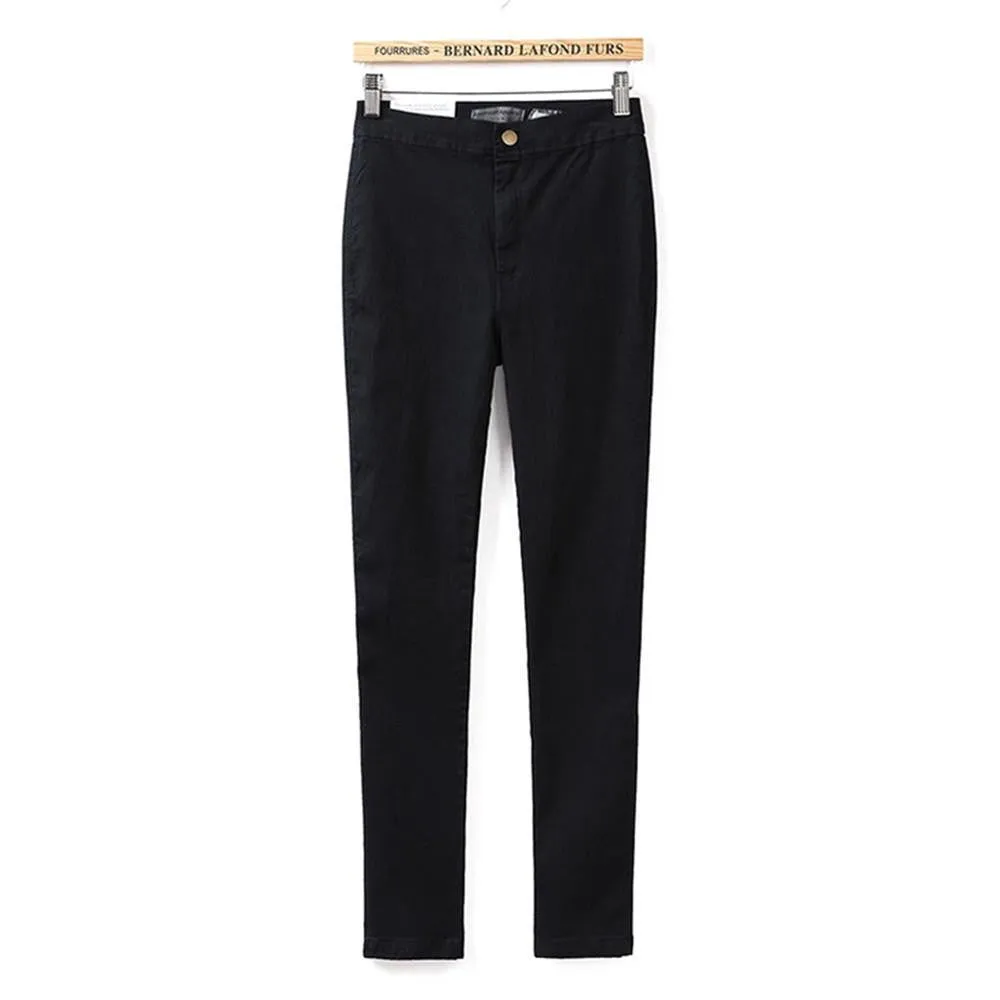 Women High Waist Skinny Slim Denim Jeans Trouser Long Pencil Pants Stretchy