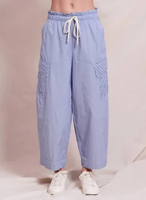 Women's Mixed Stripe Cargo Pant In Deep Navy