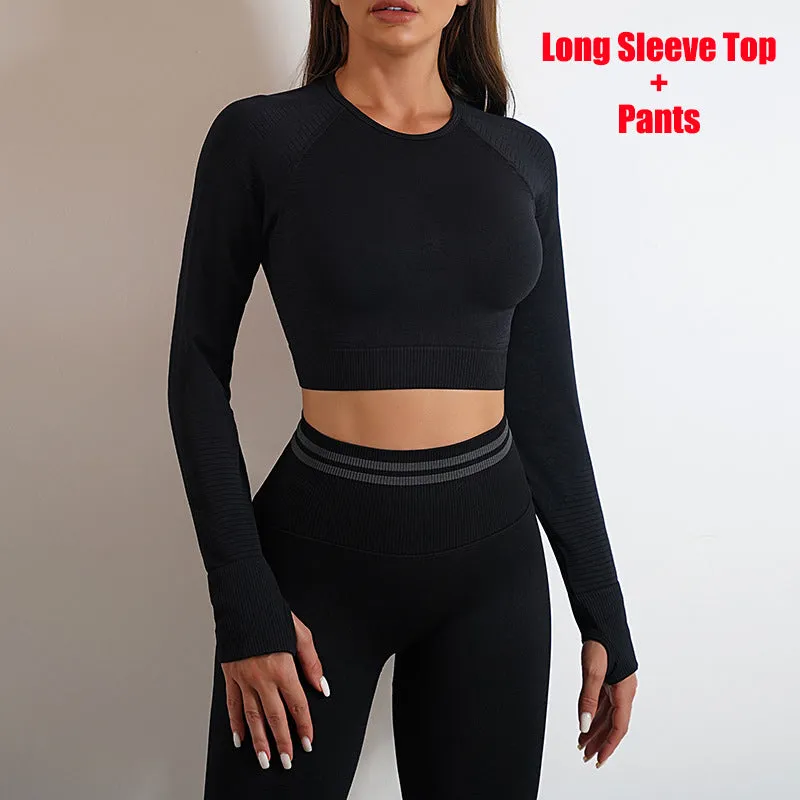 women's Seamless Yoga Pants and Tops, Butt Lifting Fitness Wear