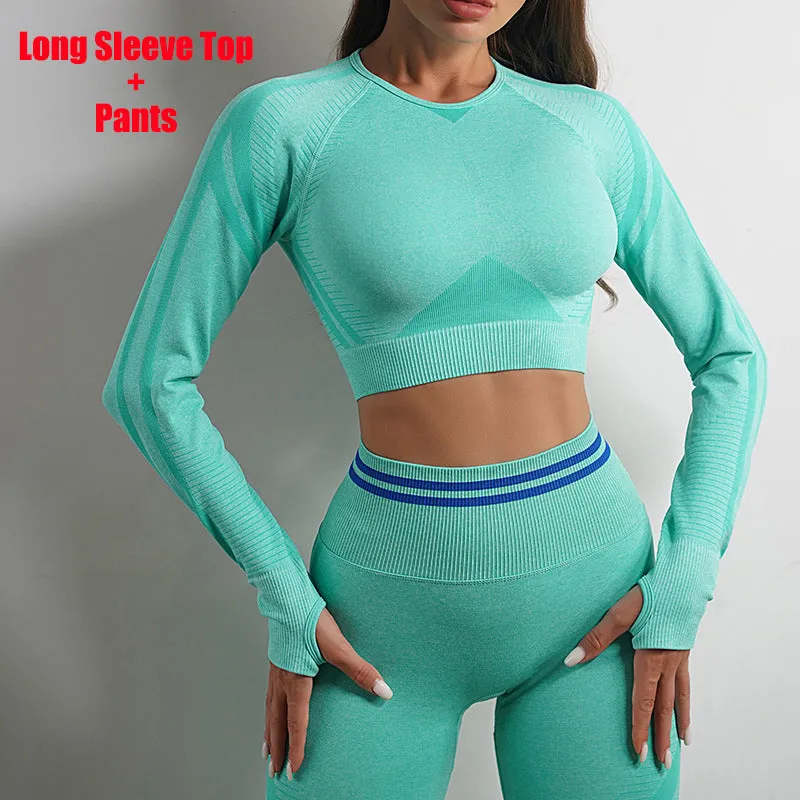 women's Seamless Yoga Pants and Tops, Butt Lifting Fitness Wear