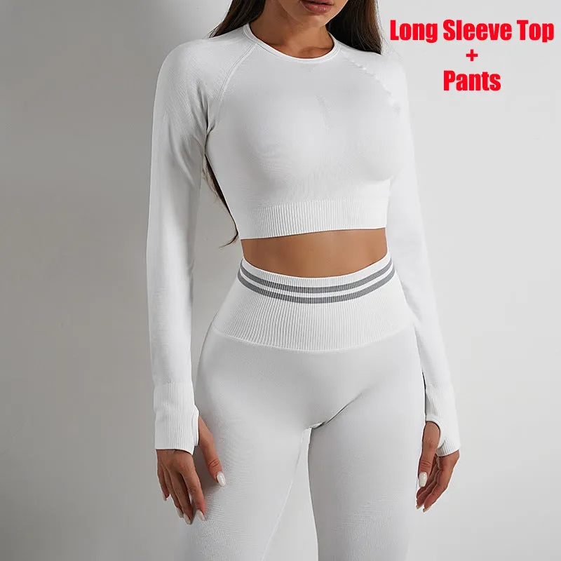 women's Seamless Yoga Pants and Tops, Butt Lifting Fitness Wear
