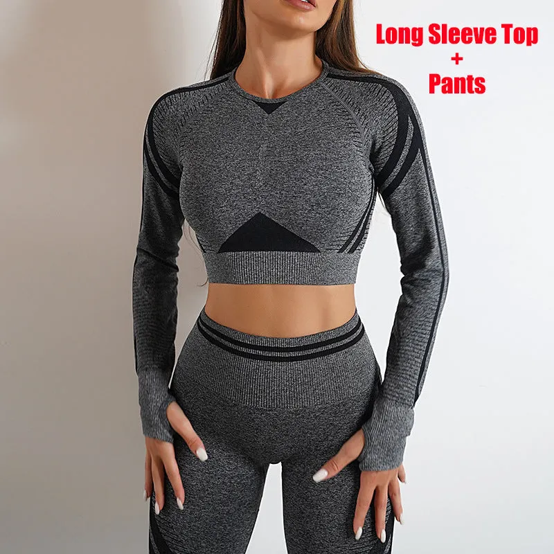 women's Seamless Yoga Pants and Tops, Butt Lifting Fitness Wear