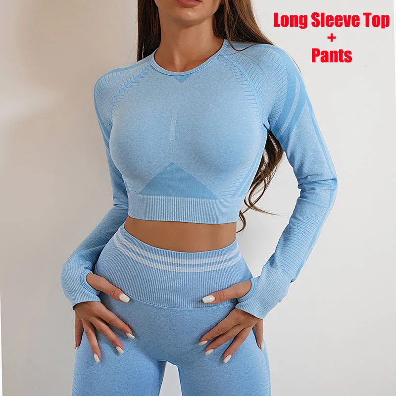 women's Seamless Yoga Pants and Tops, Butt Lifting Fitness Wear