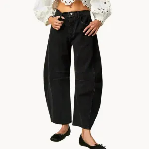 Women's Thea Trousers with Vintage Wash and Knee Stripe Detail