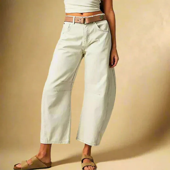 Women's Thea Trousers with Vintage Wash and Knee Stripe Detail