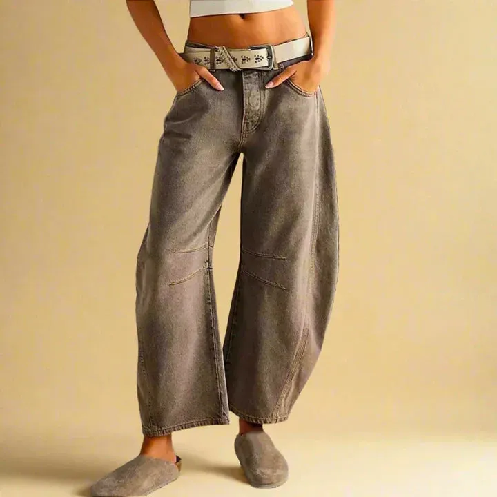 Women's Thea Trousers with Vintage Wash and Knee Stripe Detail
