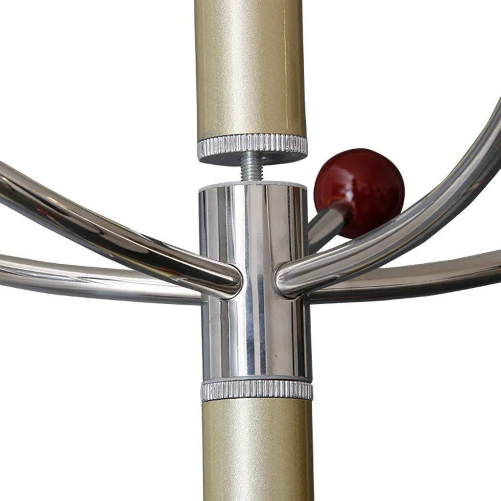 XQY Wooden Household Hangers, Wall Hangers，Golden Rod   Mahogany Ball Stainless Steel Hangers Floorstanding Rotate Home Fashion Modern Living Room Clothes Hanger 40 50 185Cm，Wall Door Back Coat R